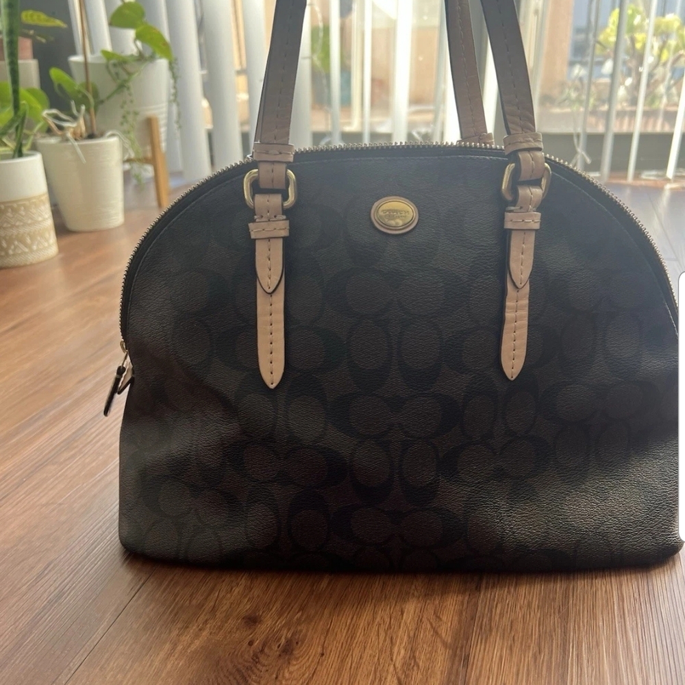 Coach Peyton Black Brown Dome Shoulder Bag / Tote